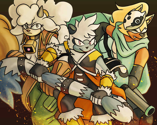 Tangle the Lemur, Whisper the Wolf, and Lanolin the Sheep as the main trio from the Castlevainia Anime